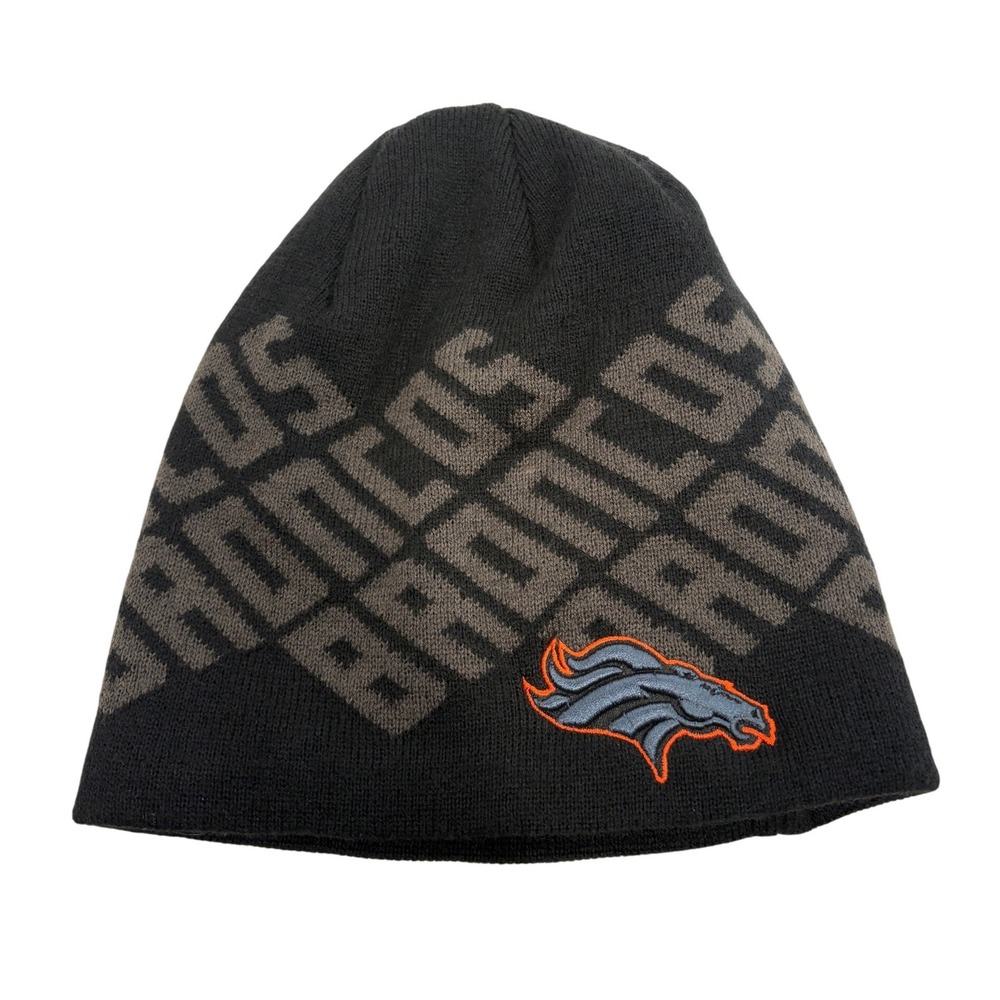 Denver Broncos NFL Team Apparel Reversible Beanie Black Orange Knit Hat OSFA